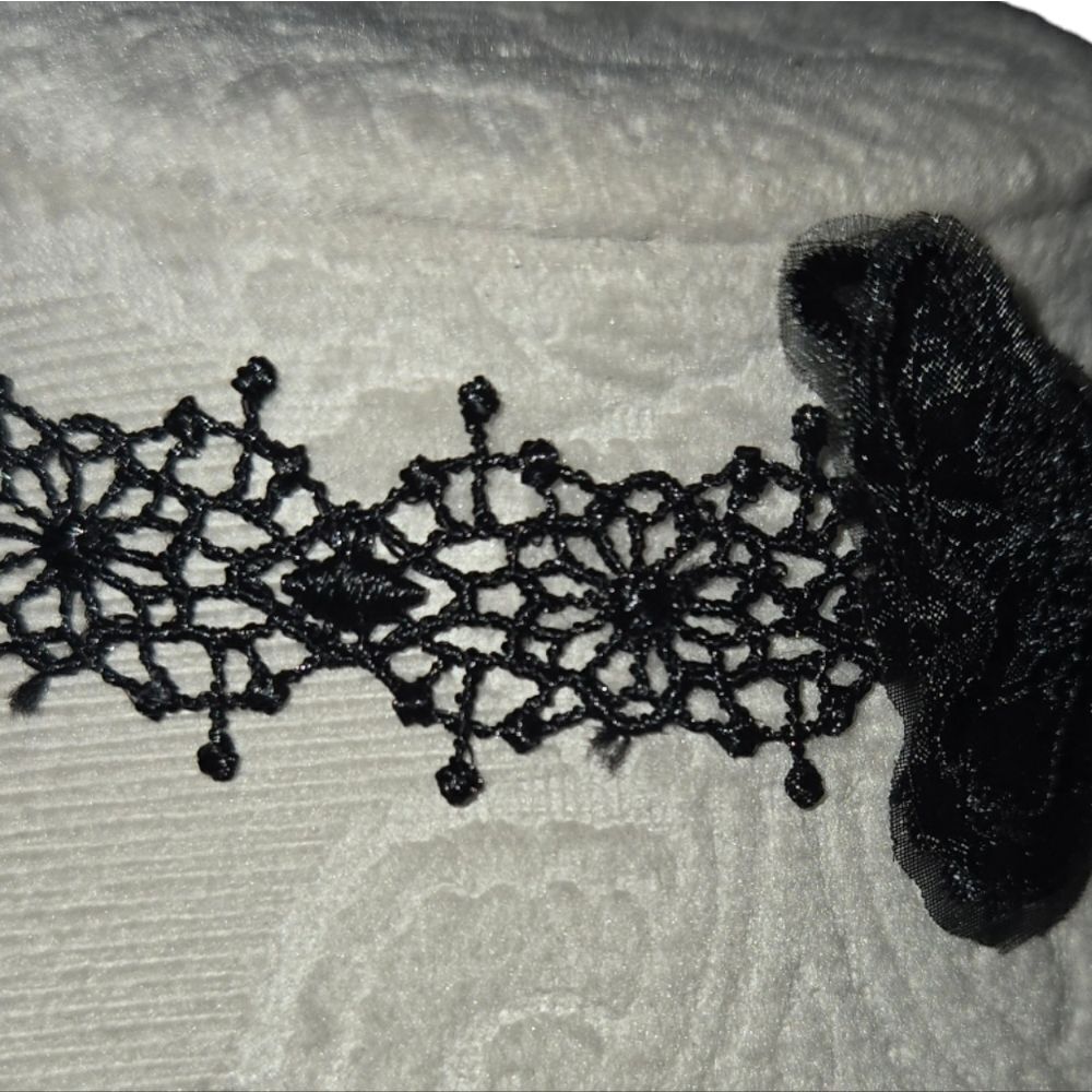 Butterfly Victorian Gothic Black Crochet Lace Choker Elegant Embroidered Goth - Picture 4 of 5